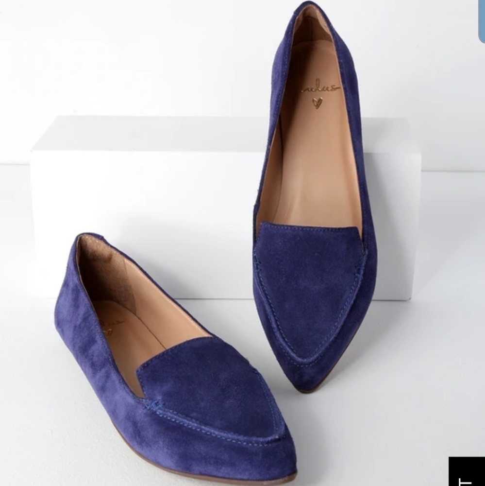 Lulus Leather Navy Suede Pointed-Toe 